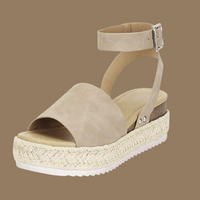 Sandalias Bolivia cuña piel ante, 8 colores, Made in Spain
