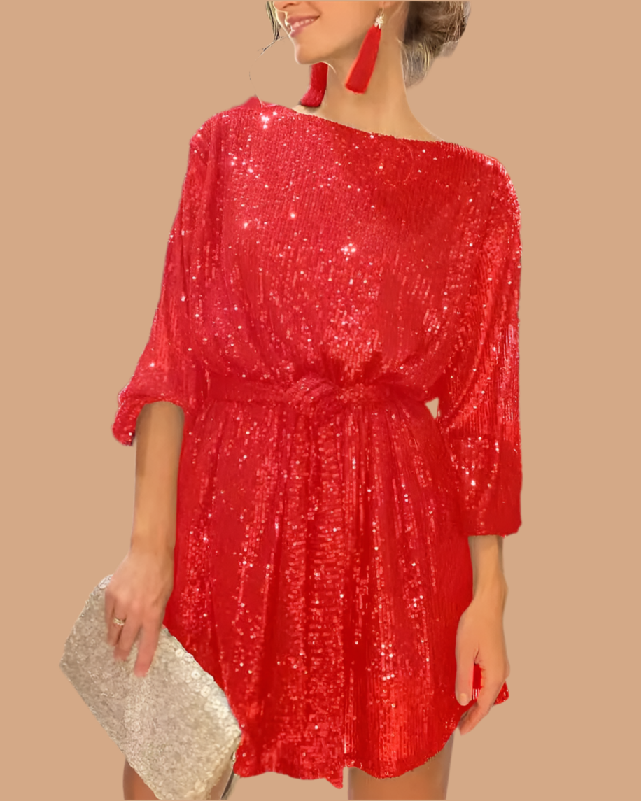 Mintlis mujer, glitter vestido Silvana lentejuelas,7 colores, tallas (36-44)