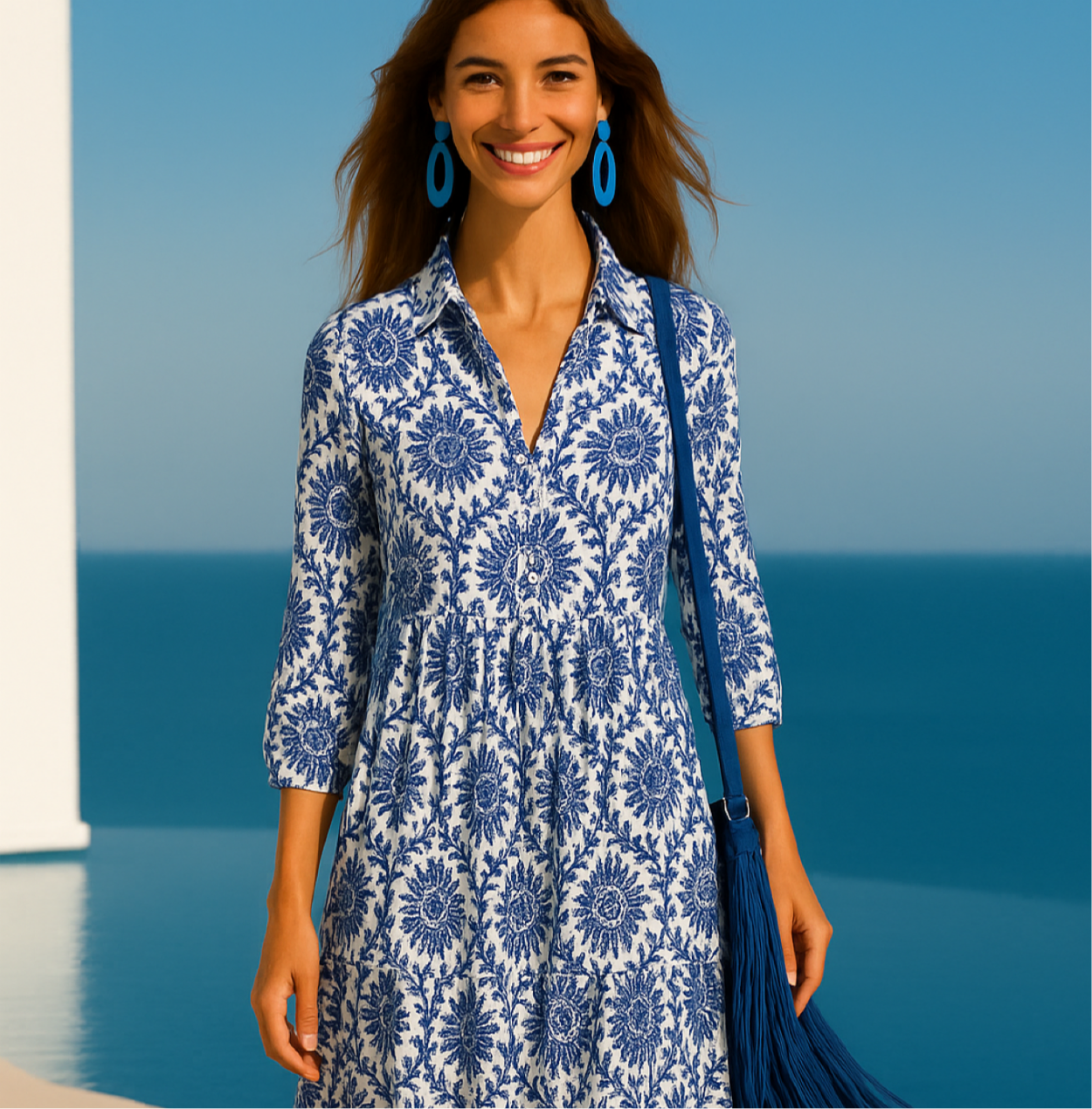 Diana dress, below the knee, 4 prints, sizes (36-48)