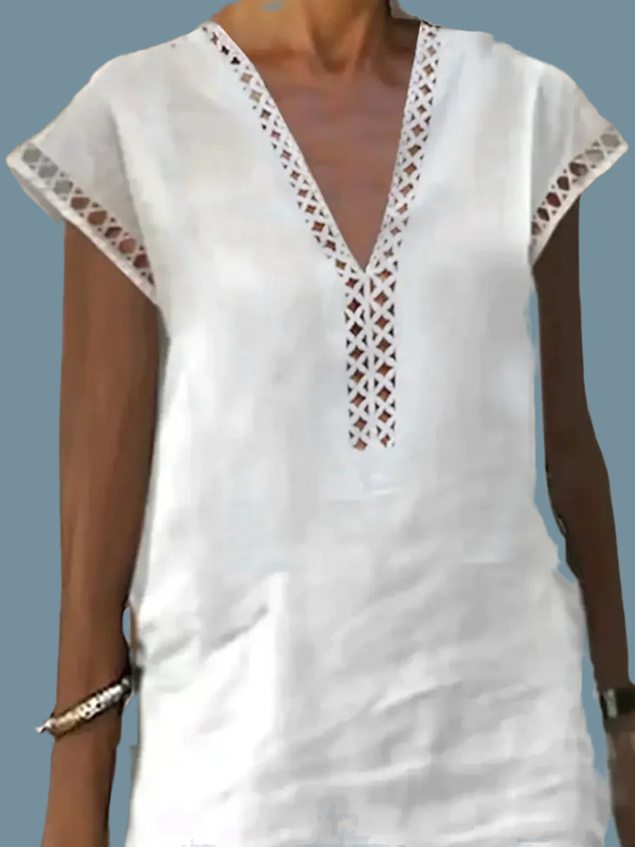 Harley cotton linen strech lycra lace dress, 3 colors, 6 large sizes