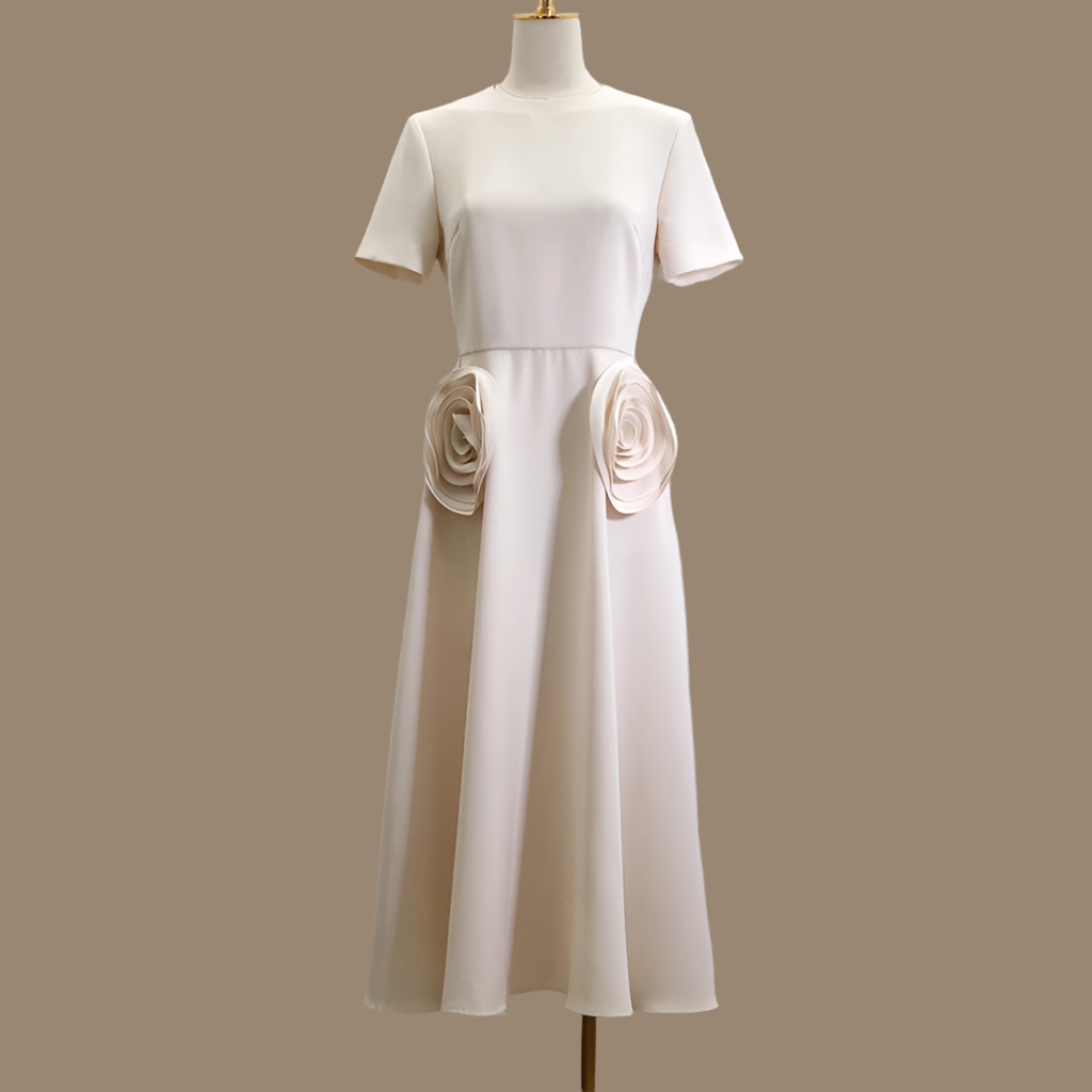 Vestido Flamenco flores strech crepe de algodón, 3 colores, tallas(36-44)