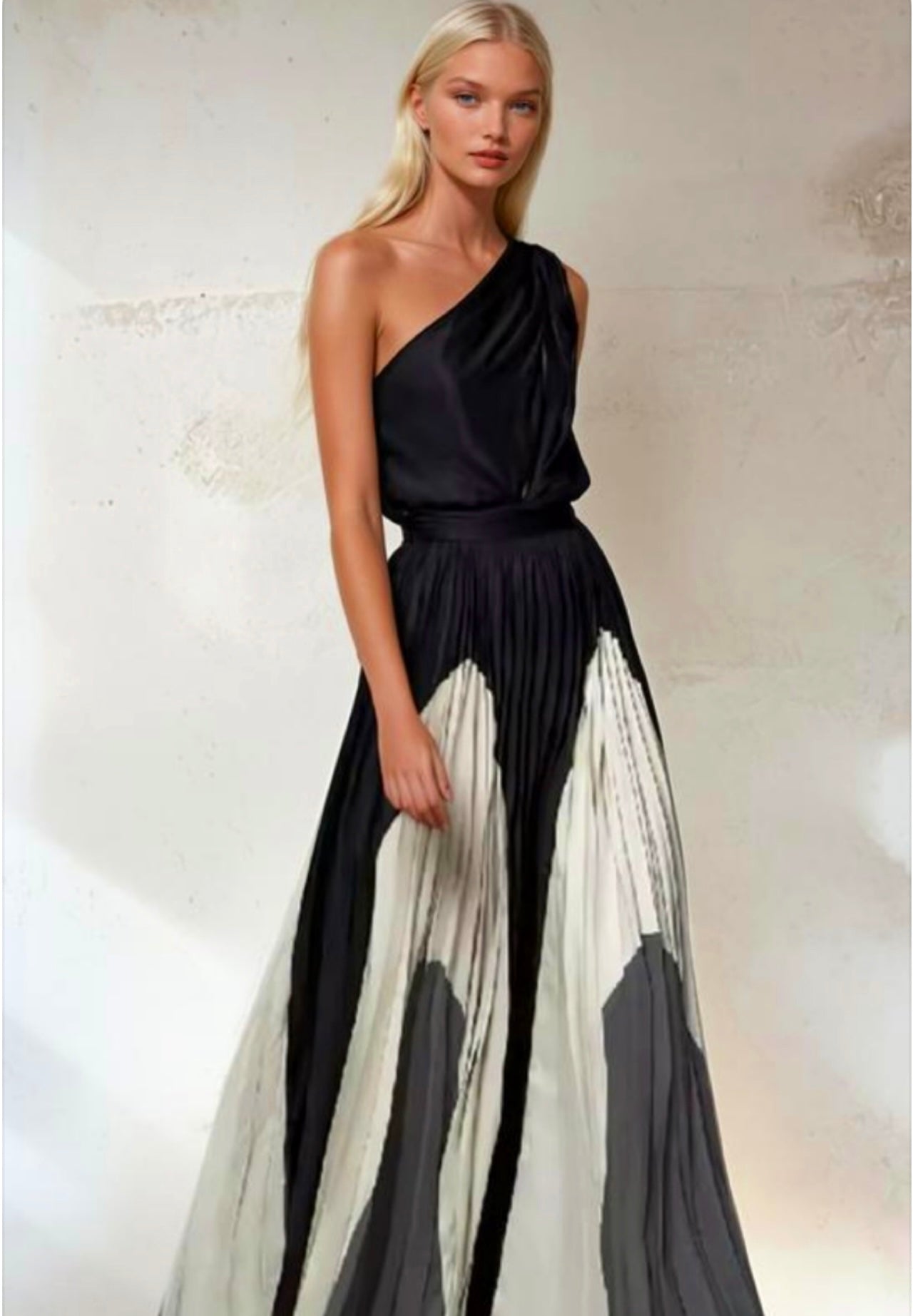 Mintlis mujer, seda vestido Sabrina asimetrico, 3 colores, tallas (36-46) made in Italy