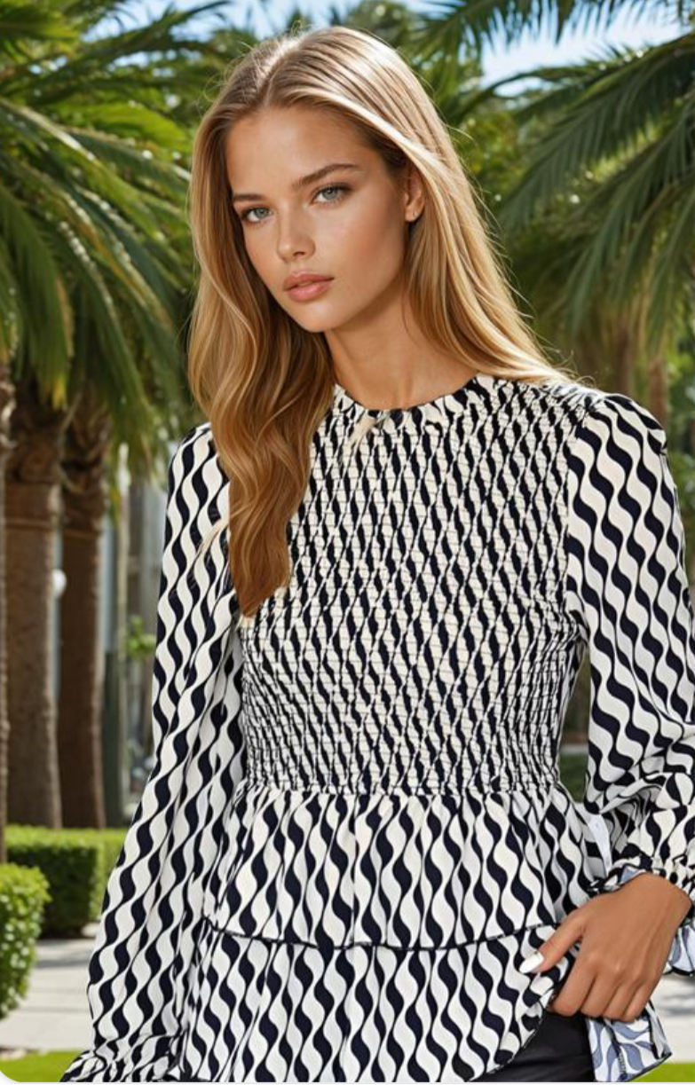 Camisa Carol nido de abeja frontal y espalda licra stretch rayas, 4 tallas (36-42)