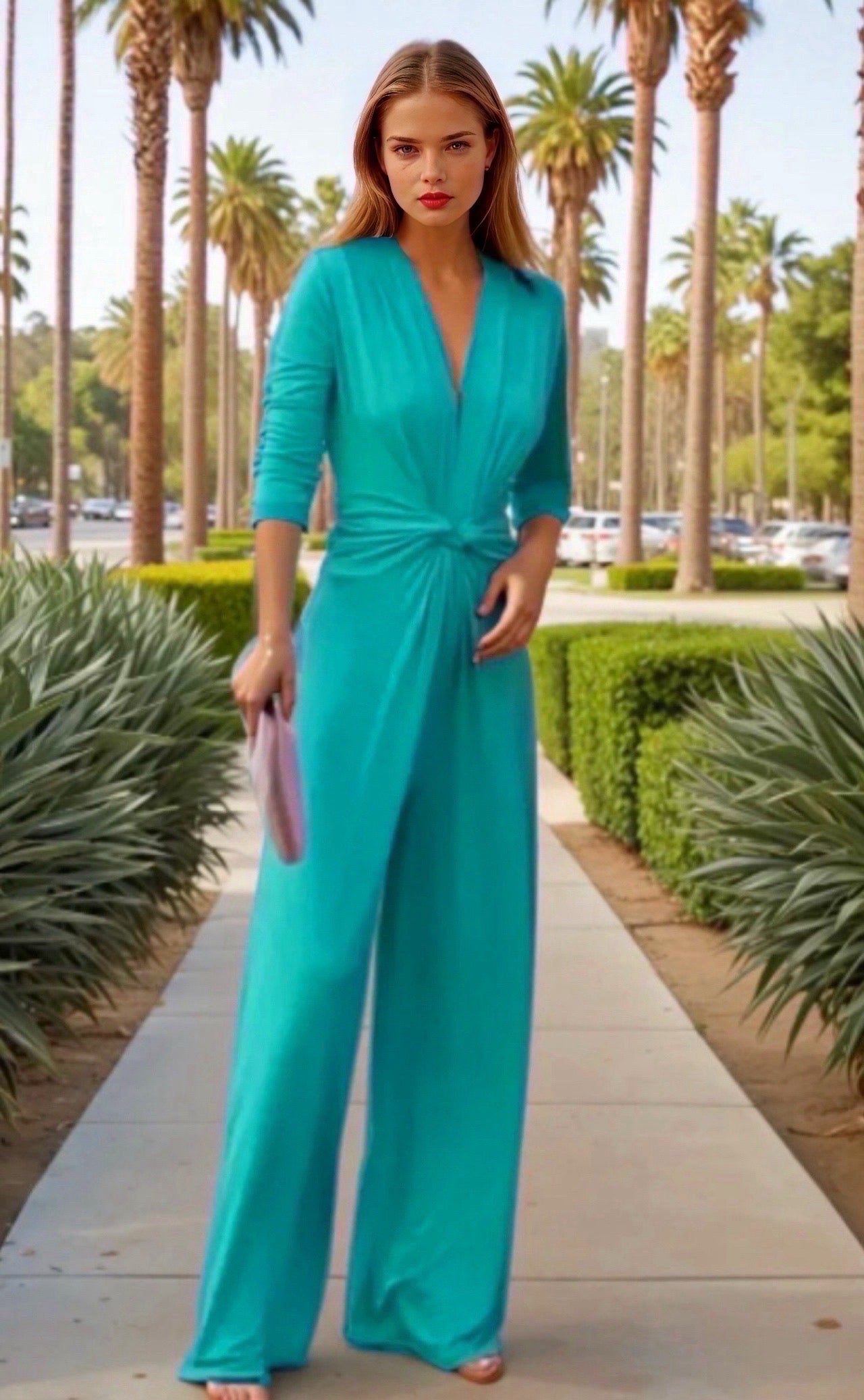 Mintlis women, stretch lycra knit, 3 colors, Candice jumpsuit, sizes (36-48)