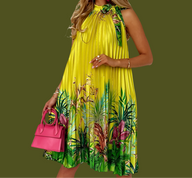 Amanda short pleated dress, halter neck, 2 colours, 6 sizes (36-46)
