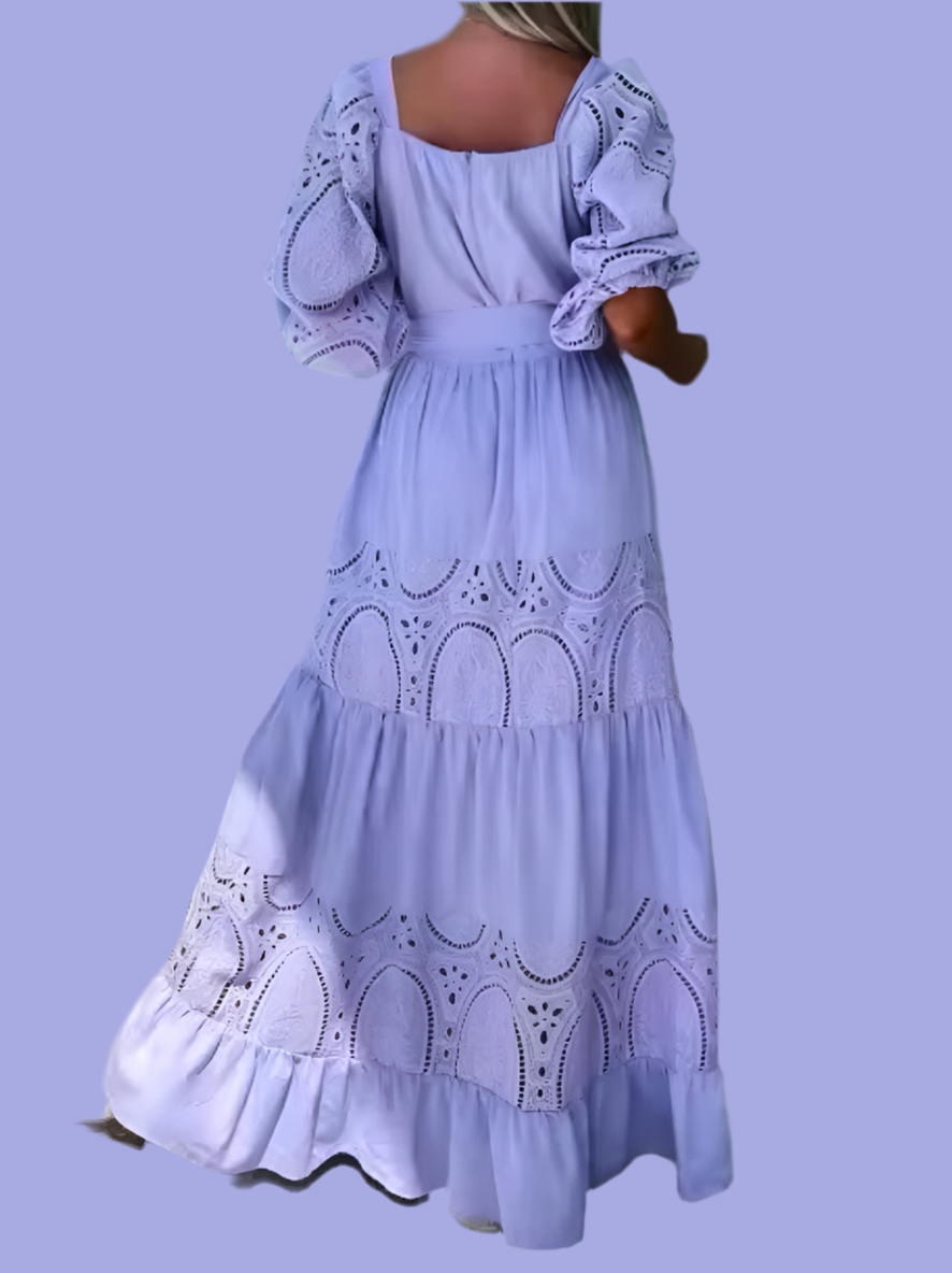 Mintlis mujer, algodón bordado, vestido Ibiza largo, 4 colores, tallas (36-44)