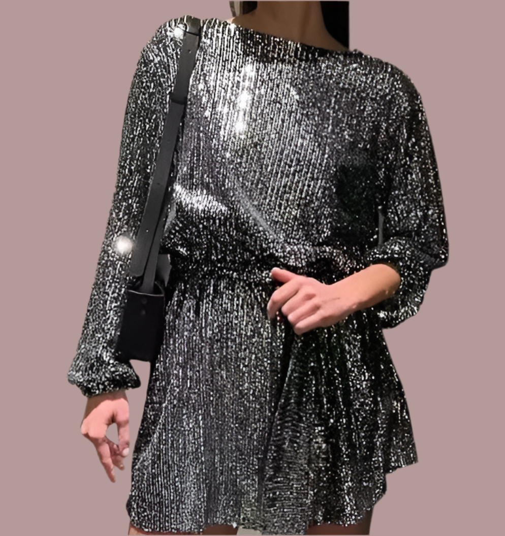 Mintlis mujer, glitter vestido Silvana lentejuelas,7 colores, tallas (36-44)