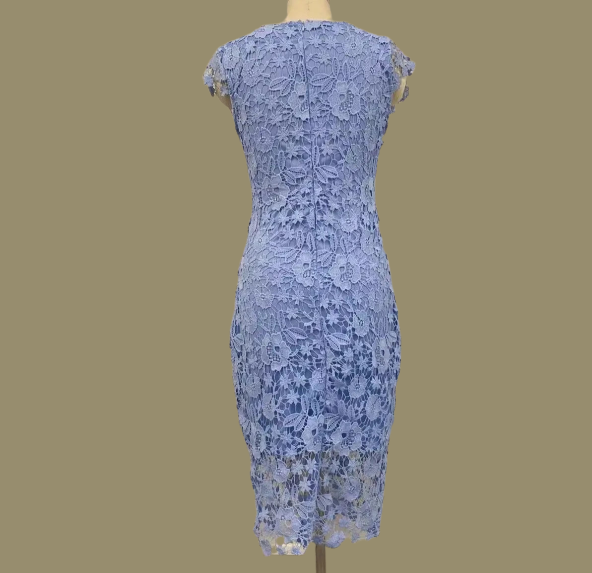 Vestido Norway de algodón strech borbado y encaje con forro, 5 tallas