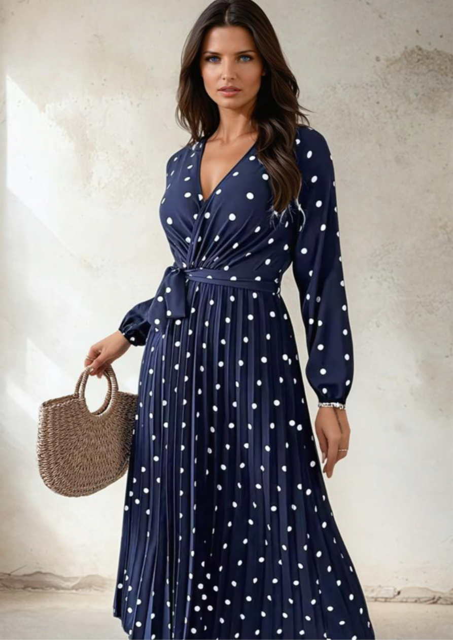 Mintlis polka dot print Katherine dress, 4 colours, sizes (36-46)