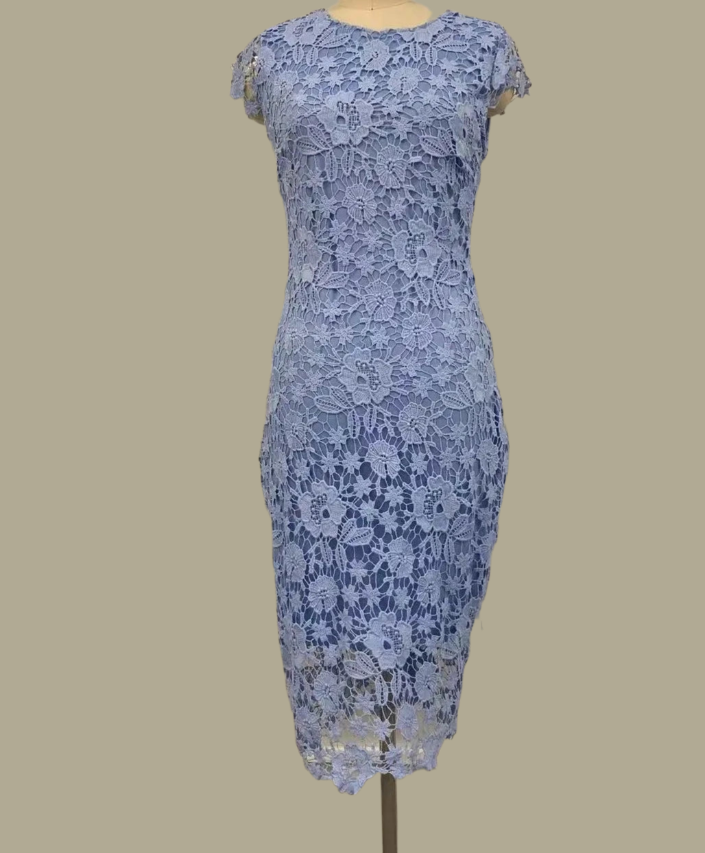 Vestido Norway de algodón strech borbado y encaje con forro, 5 tallas