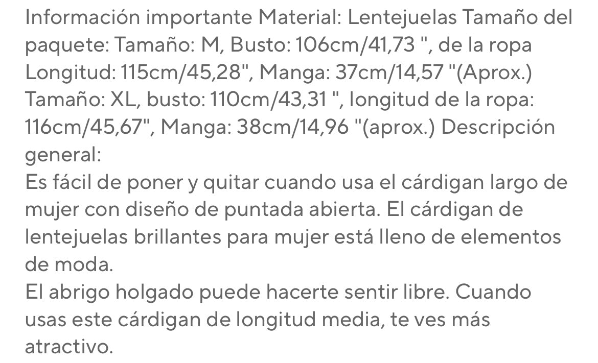 Mintlis mujer, levita lentejuela Kent,5 colores, talla (38-48)