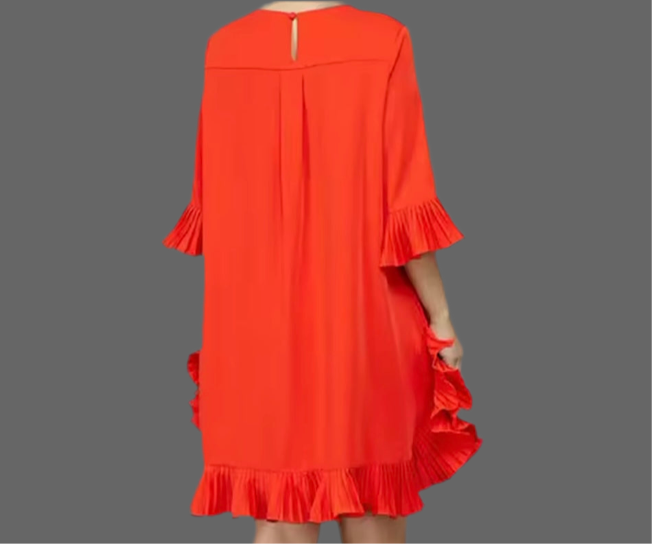 Mintlis mujer, algodón rayón volantes plisados gasa, vestido Kalia, tallas (36-46)