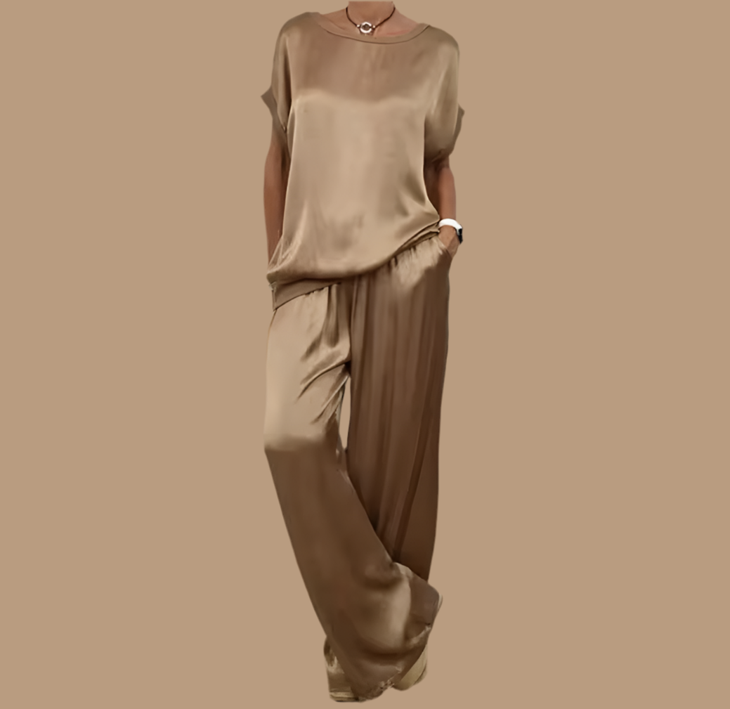 Estefan top y pantalón elástico,5 colores, talla (34-50)