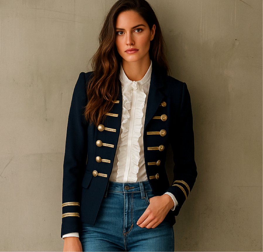 Chaqueta Oslo pasamaneria, color azul marino, tallas (36-48)