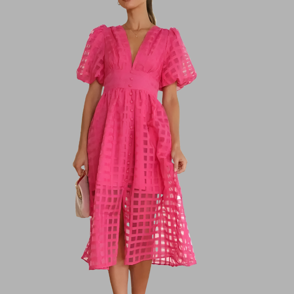 Vestido Kent party, mangas abullonadas, 3 colores y tallas (36-44)