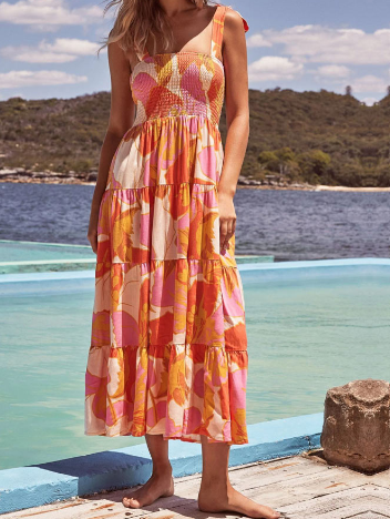 Robe d'été en mousseline et viscose, 2 couleurs
