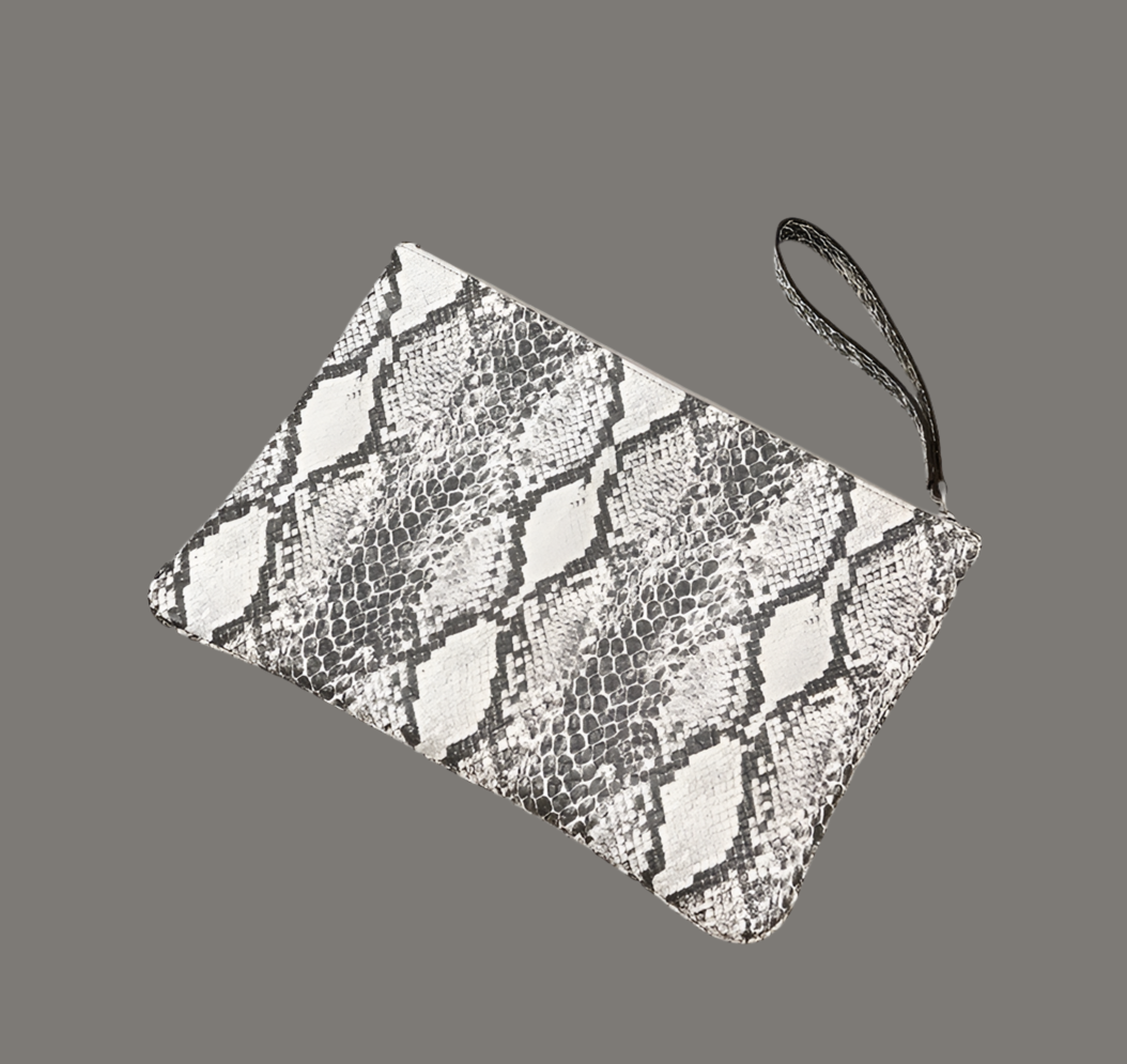 Sac en python gris et blanc, anse main