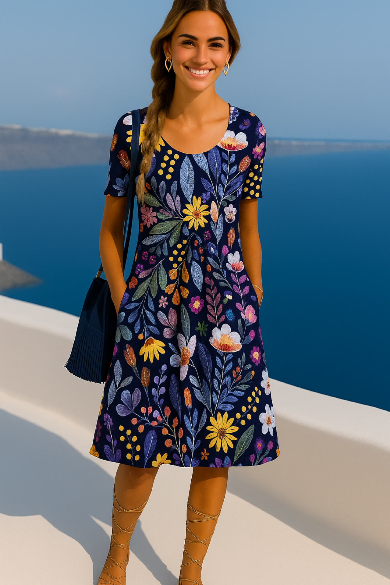 40% OFF East cotton knit dress, 6 prints, sizes (36-50)