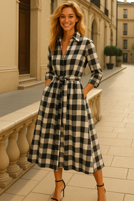 Vestido Kimera camisero de algodón largo estampado, tallas (36-52)
