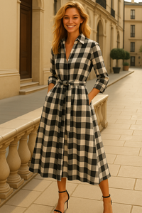 Vestido Kimera camisero de algodón largo estampado, tallas (36-52)