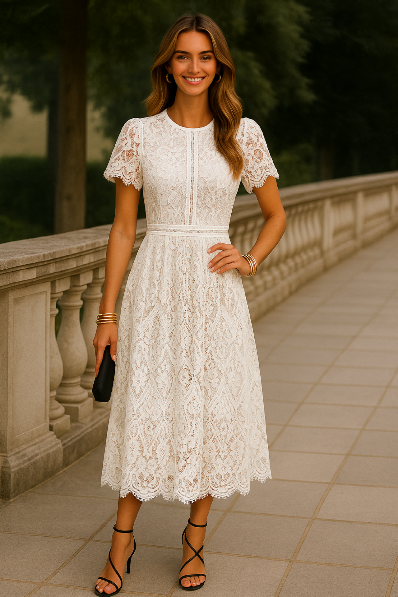 Vestido Charly bordado completo con forro, 3 colores, negro, Azul y blanco, tallas (36-50)