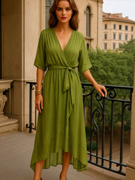 Vestido AMBAR gasa cruzado, tallas (36-50)