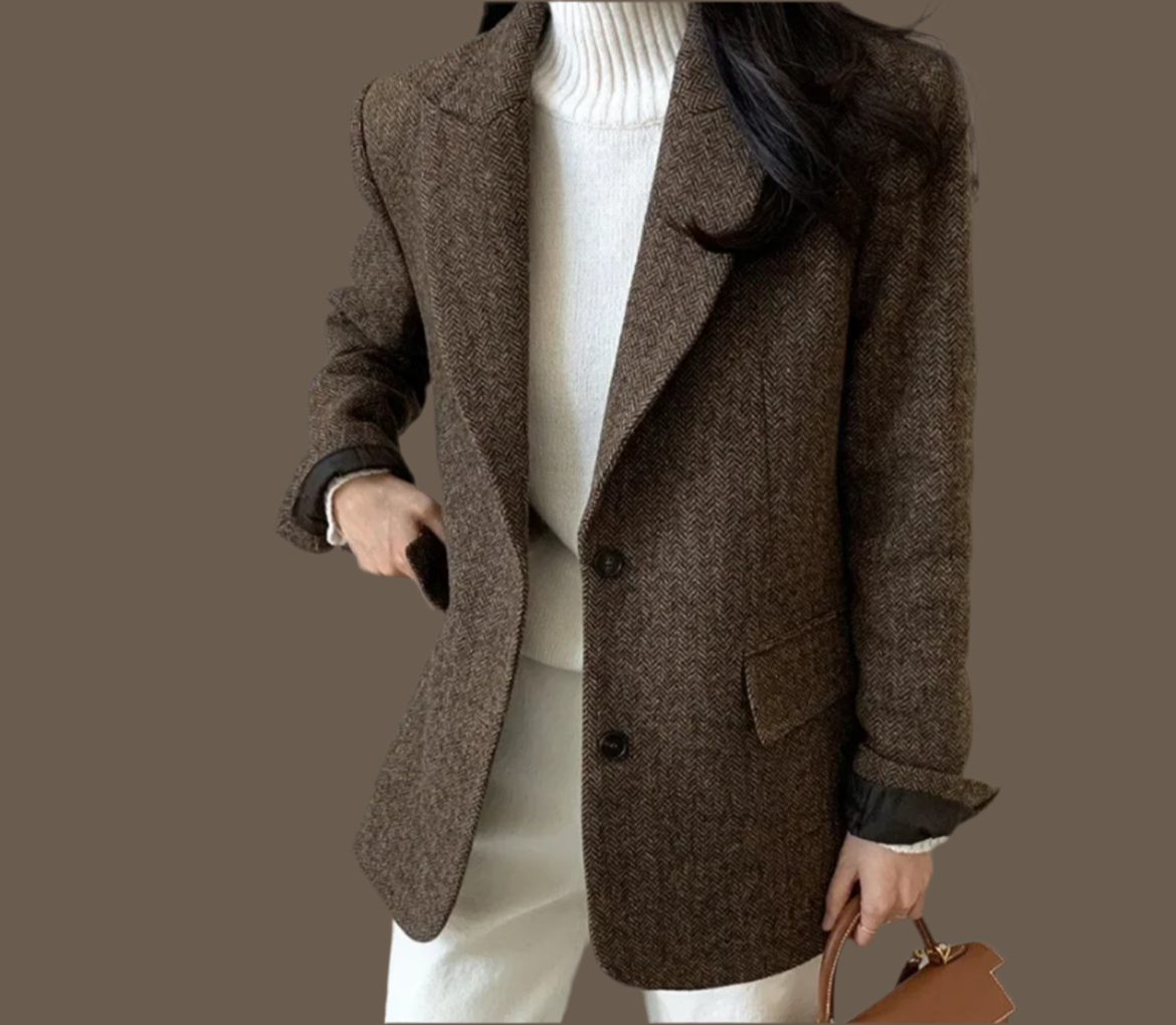 Mintlis mujer, lana 100% de espigas fina, 2 colores, chaqueta Pino, tallas (36-44) alta calidad