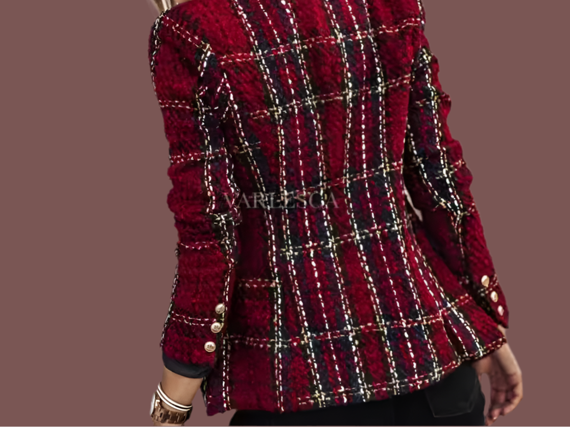Blazer Aire, lana tweed, 4 estampados con bolsillos, botones dorados, tallas (36-50) made in Italy