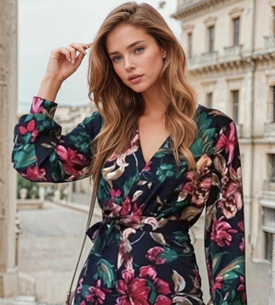 Collin printed wrap dress, 5 sizes (36-44) free shipping