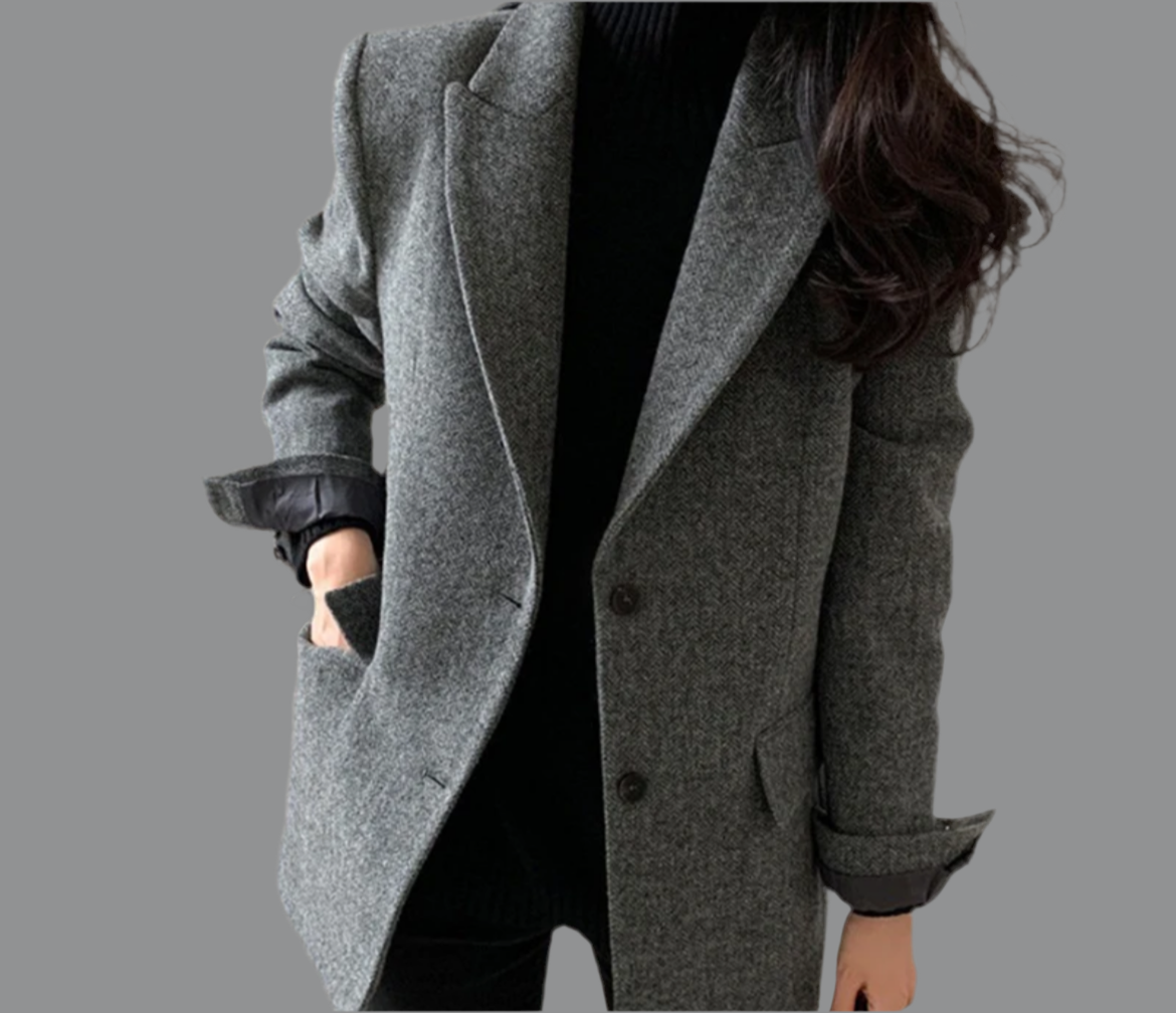 Mintlis mujer, lana 100% de espigas fina, 2 colores, chaqueta Pino, tallas (36-44) alta calidad