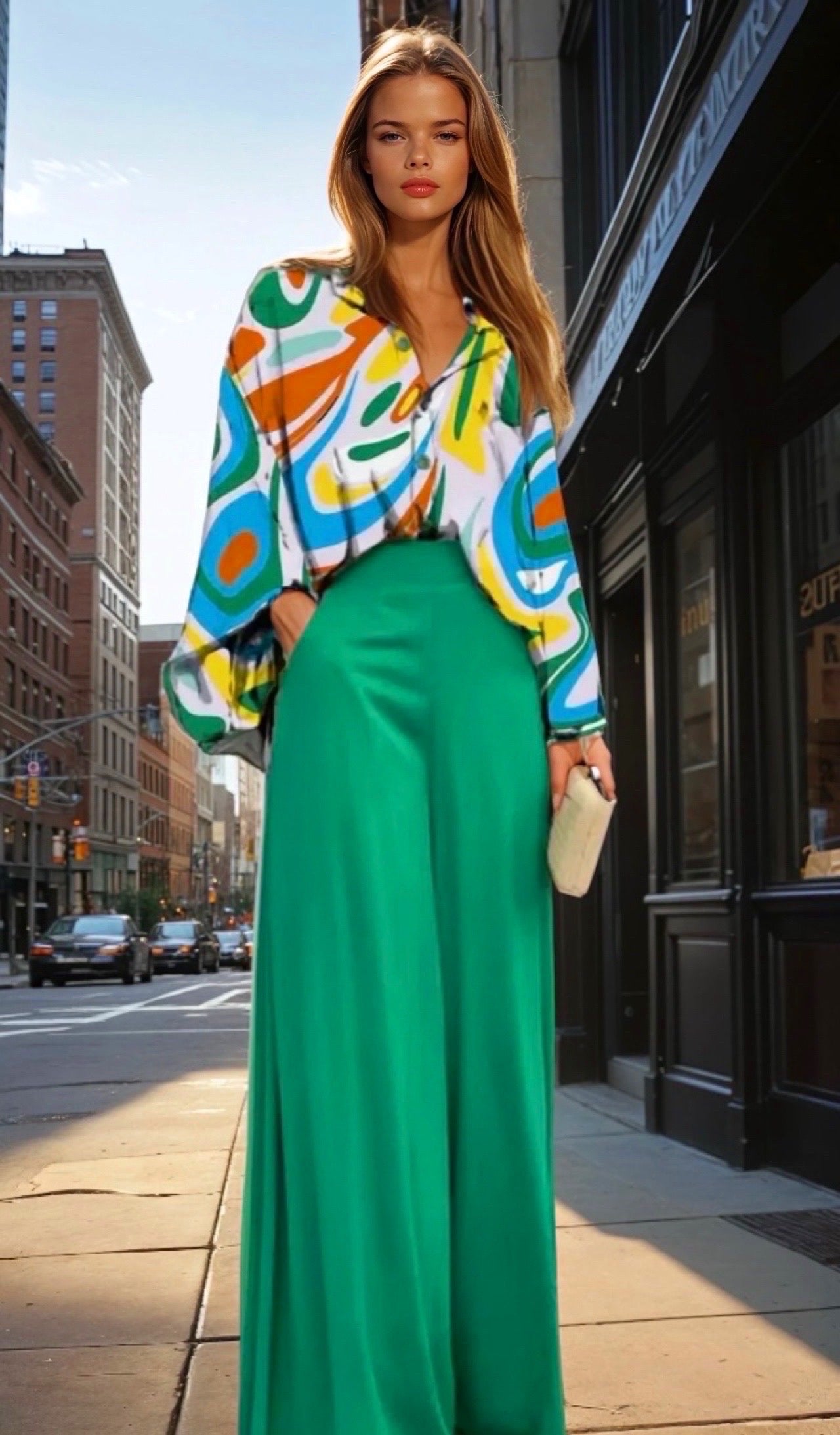 Mintlis mujer, algodón poliester satinado, conjunto camisa y pantalón Cubana, 3 colores tallas (36-50)