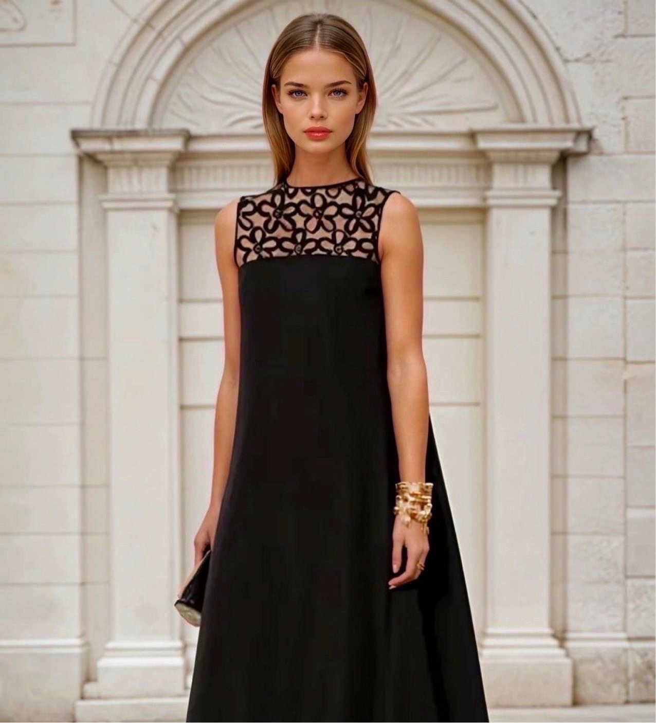 Vestido Cannes seda poliéster, red transparente,tallas (36-48)