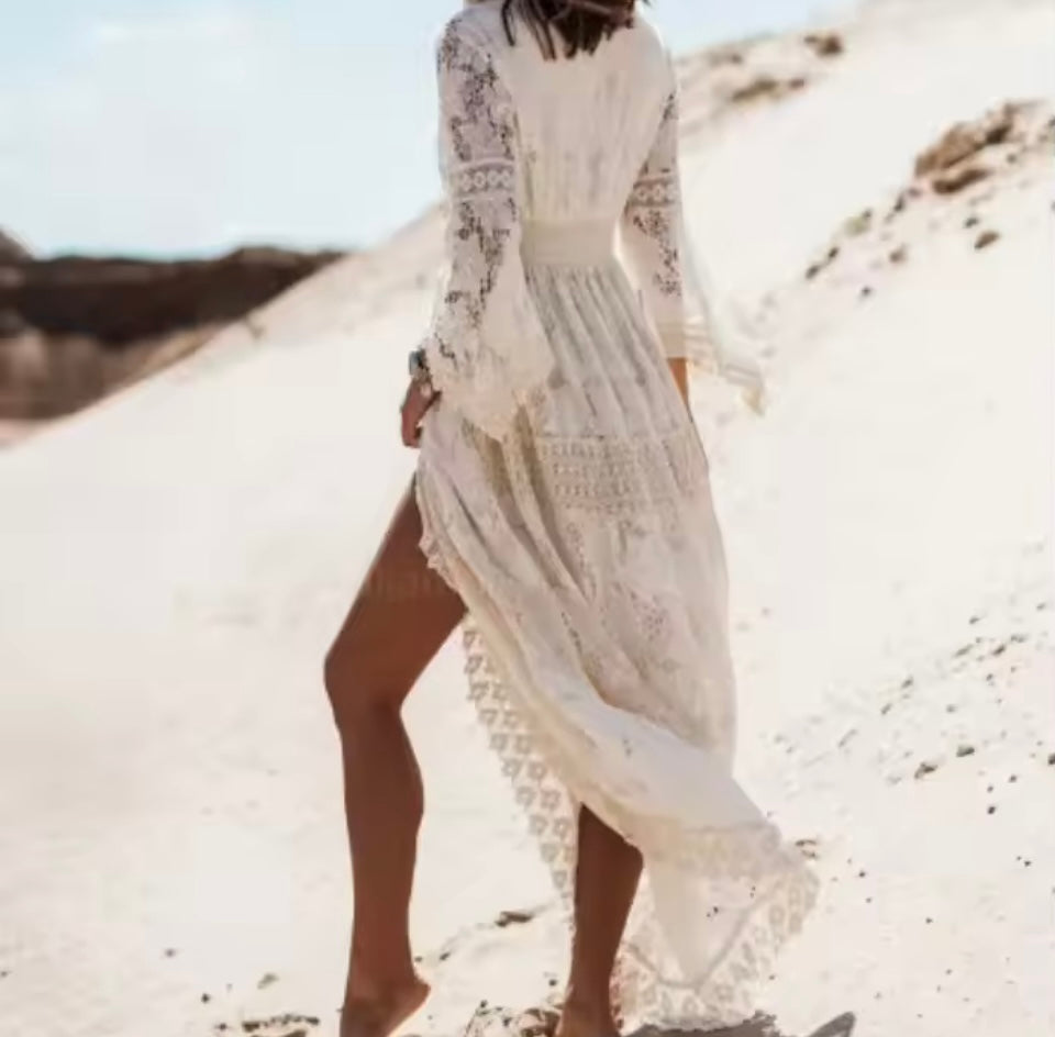 Mintlis mujer algodón vestido Menorca encaje brocado pedreria, tallas (36-42)