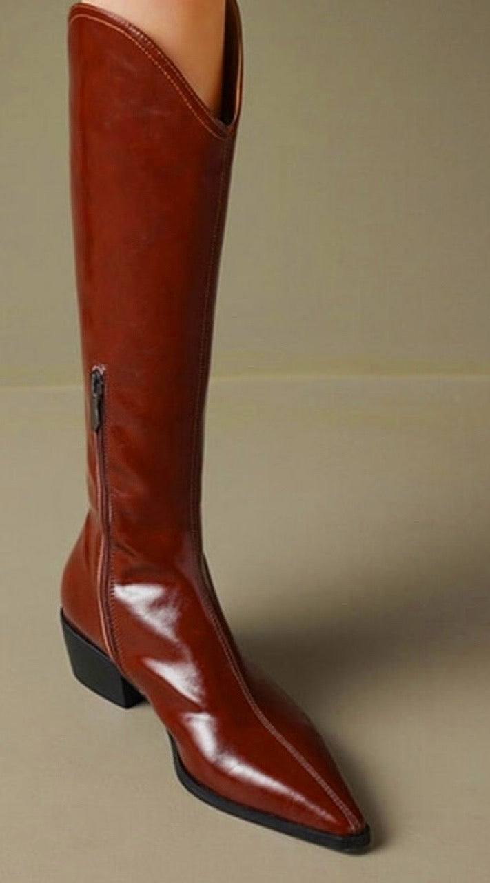 Botas Madonna de piel altas, 2 colores,HECHAS A MANO, cremallera lateral interior