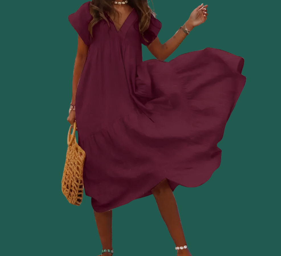 Vestido Dancing de algodon 100% y lino, 7 colores, 8 tallas grandes