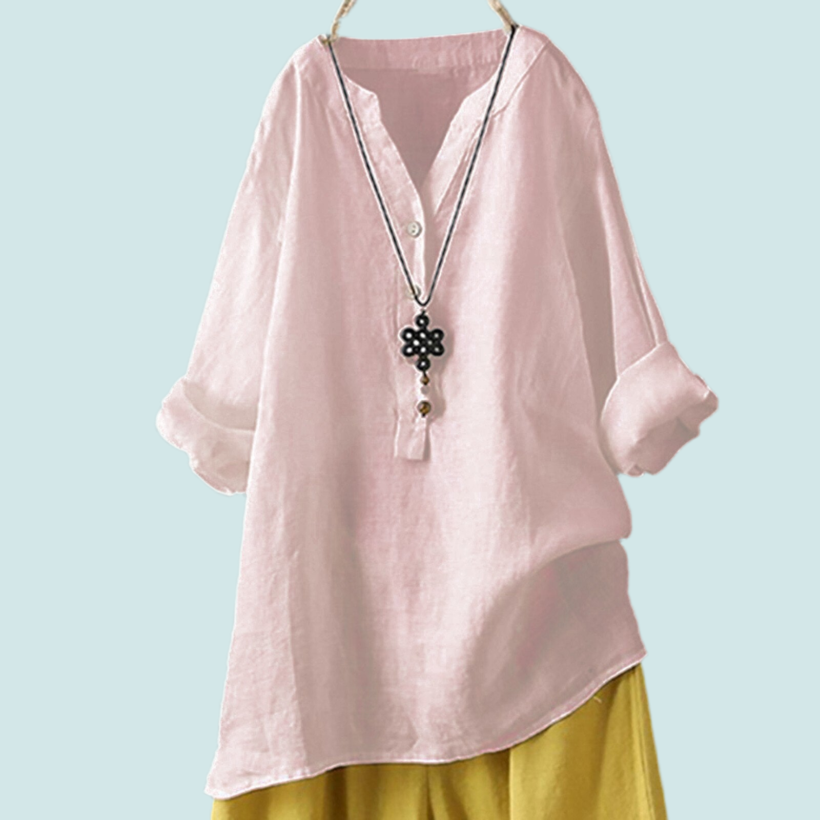 Camisas Tunica Camila Lino strech, 3 colores extra larga, 8 tallas