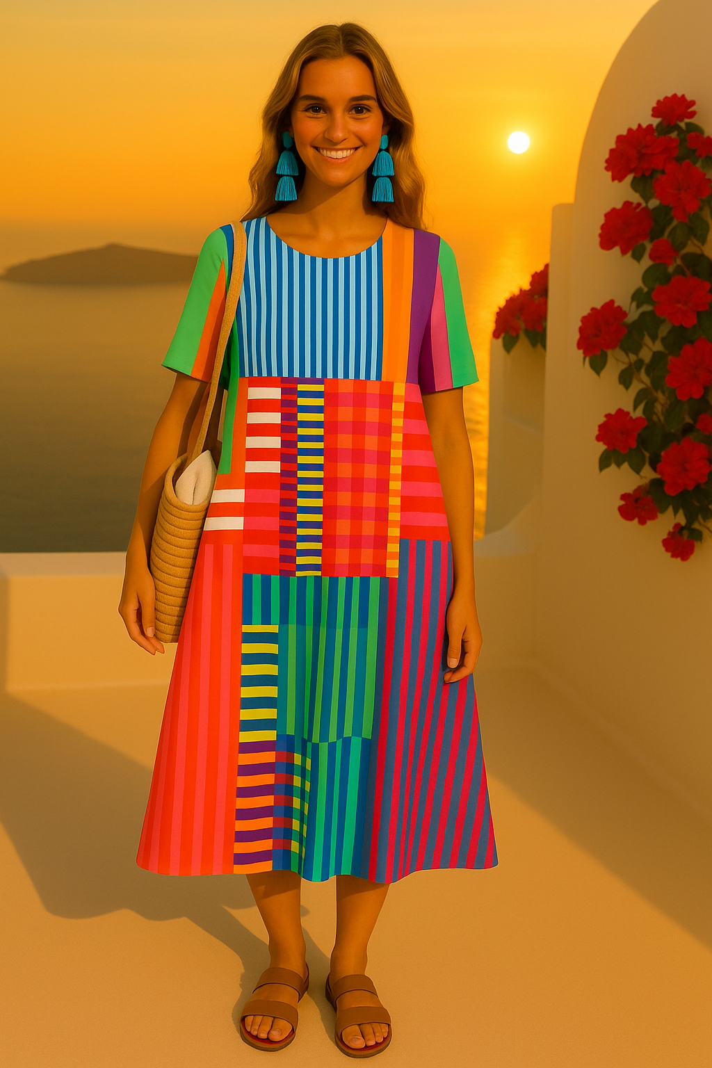 Altea cotton knit dress with viscose pockets, sizes (34-50)