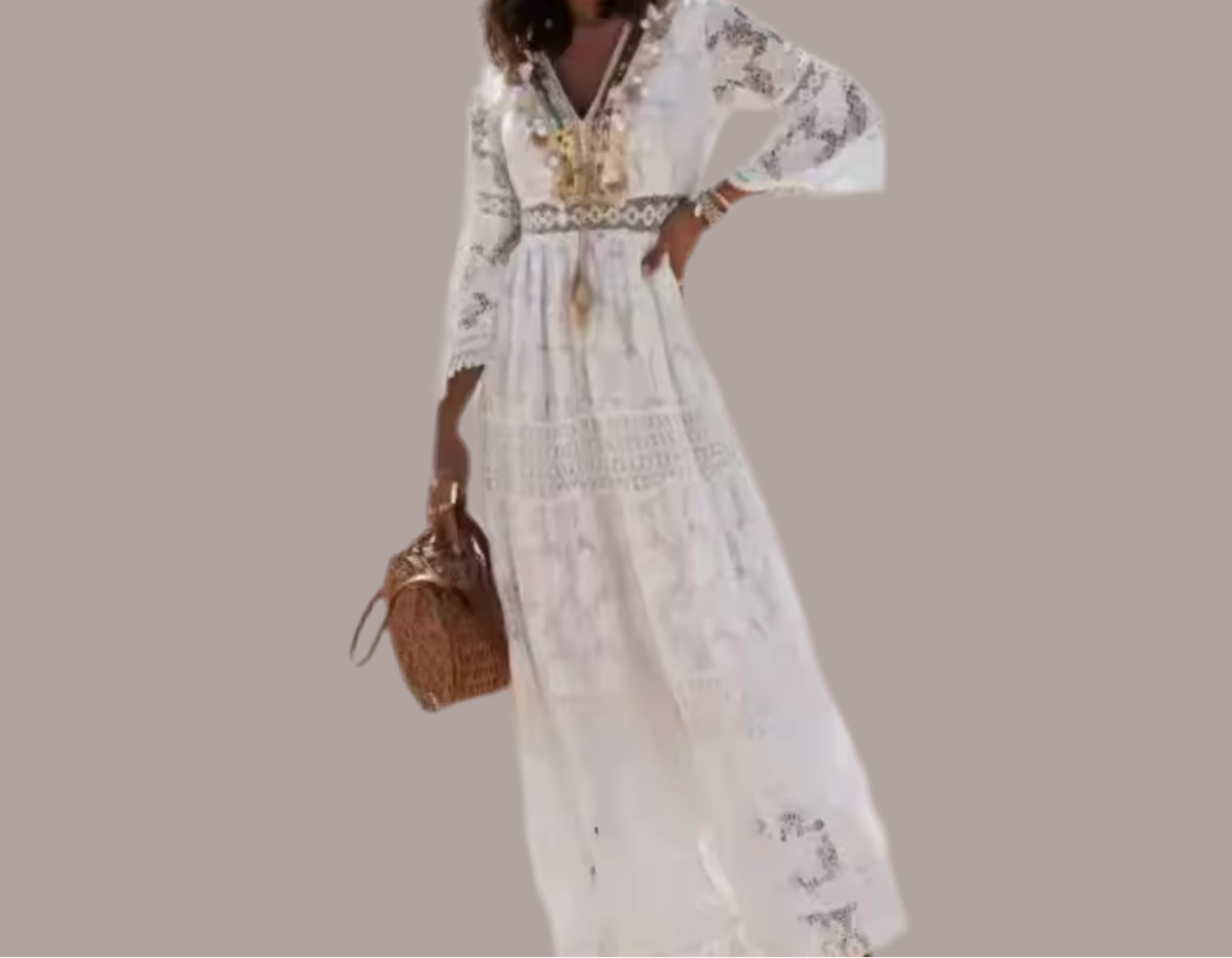 Mintlis mujer, bordado encaje, vestido ibicenco, 2 colores,tallas (36-42)