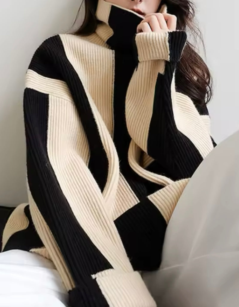 Mintlis mujer, punto de licra jersey cuello vuelto Carlota largo, tallas única (42-50)
