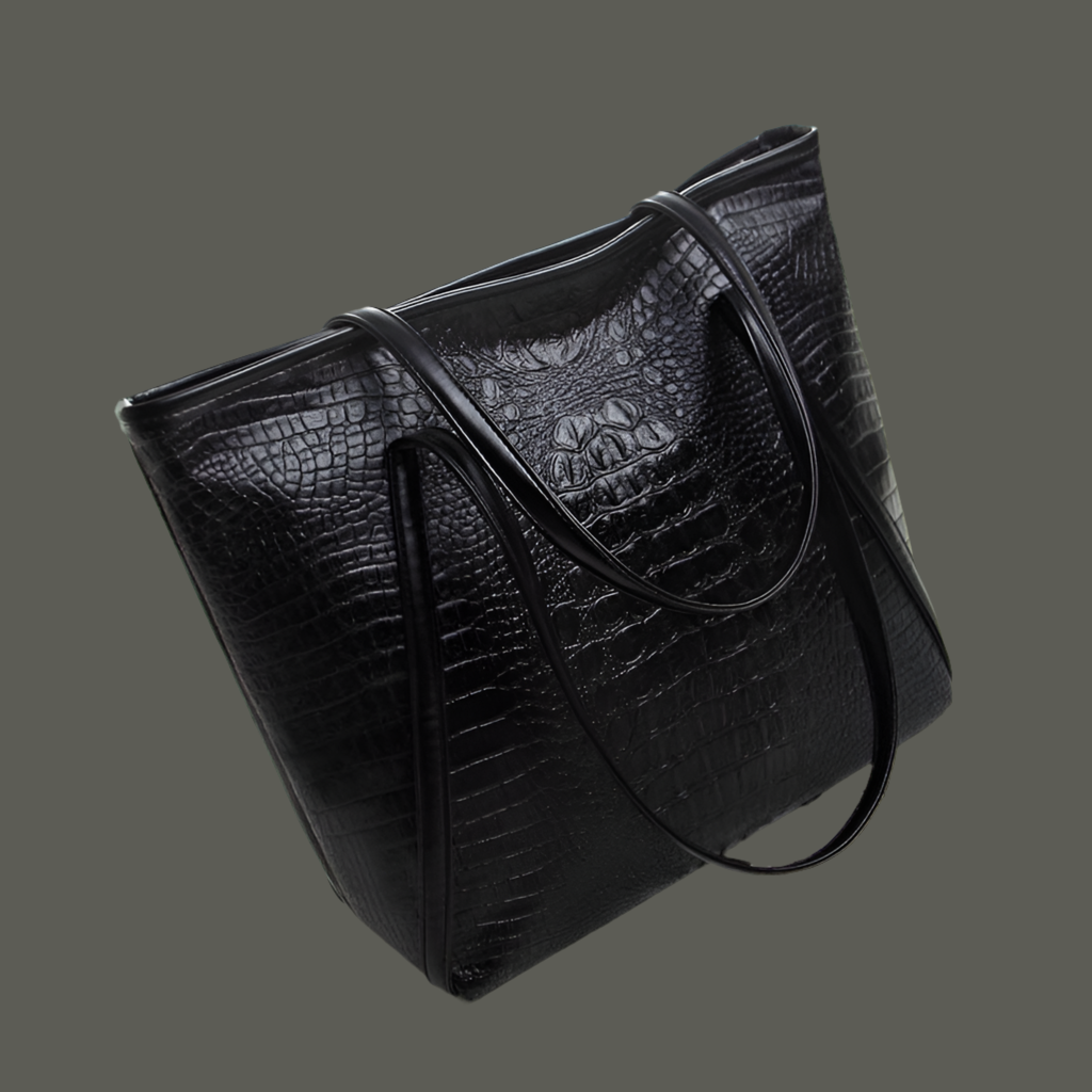 Bolso Cenicienta Crocodile piel negro