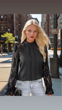 Mintlis mujer algodón encaje, camisa Famous, tallas (36-46)