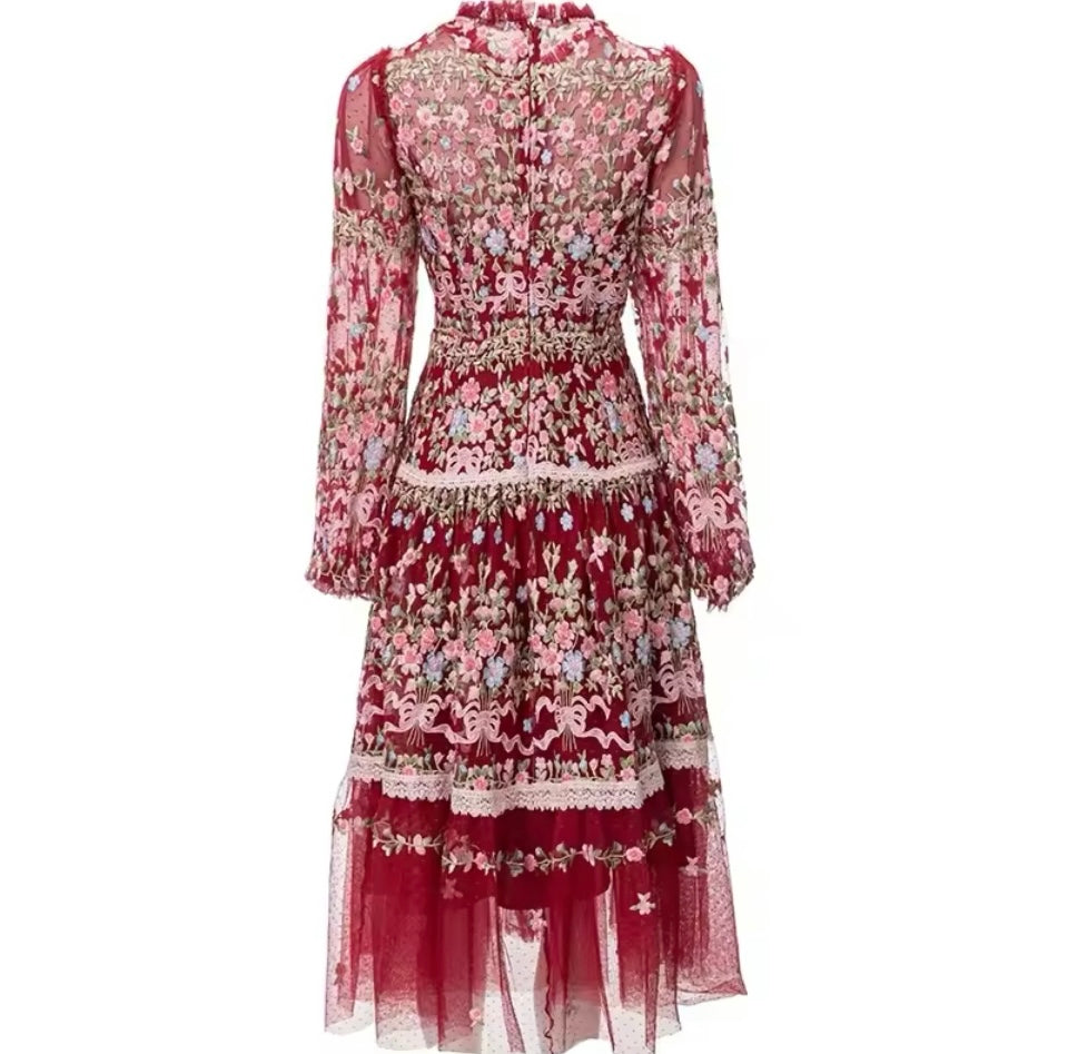 Mintlis mujer encaje, tul, bordado vestido Magnolia, 3 colores, tallas (36-48)