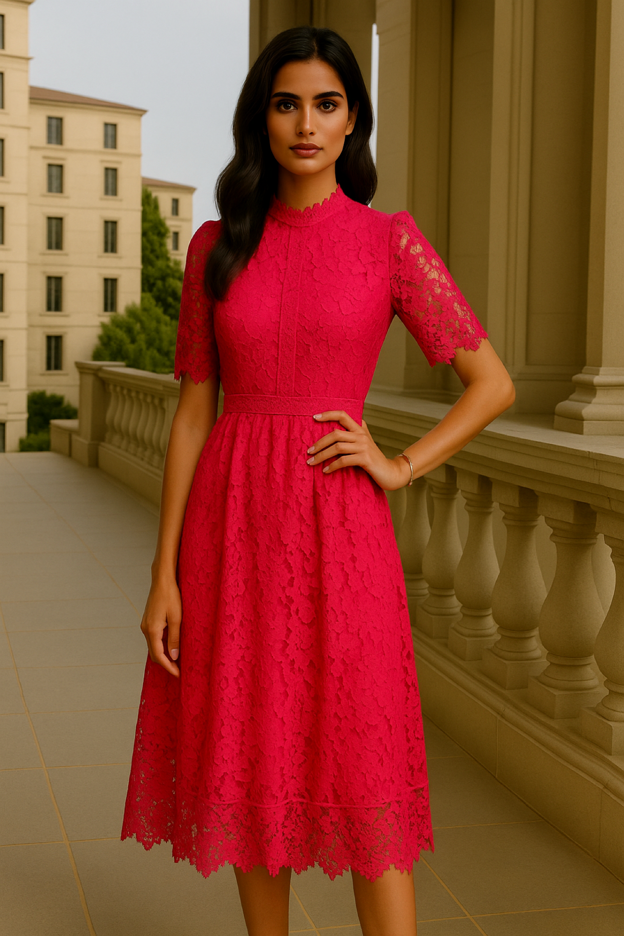 Mintlis mujer, algodón licra bordado vestido Carolina, 4 colores tallas (36-50)