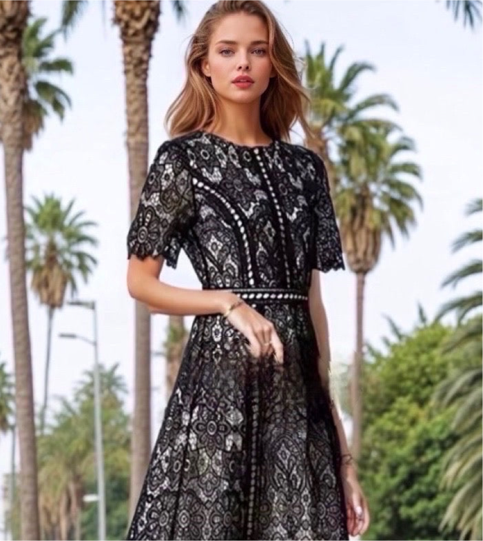 Vestido Zaira de encaje y bordado tallas (36-48)
