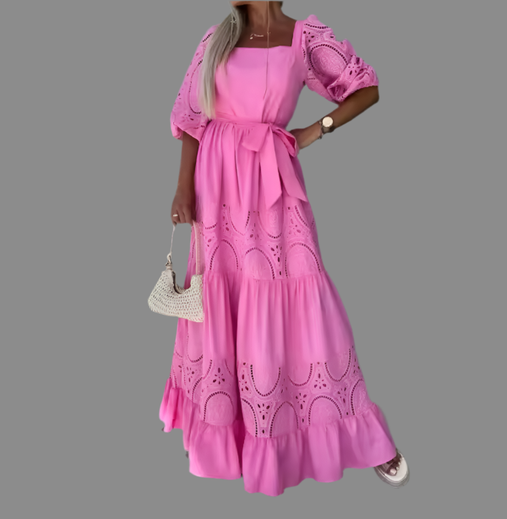 Mintlis mujer, algodón bordado, vestido Ibiza largo, 4 colores, tallas (36-44)