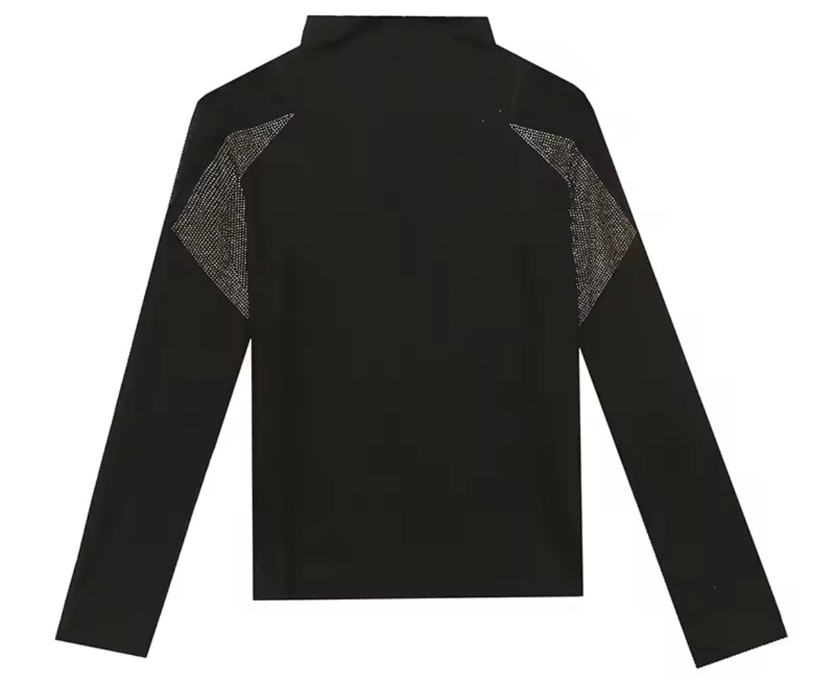 Mintlis mujer, algodón licra tul con strass plata, top Anja, tallas (36-48)