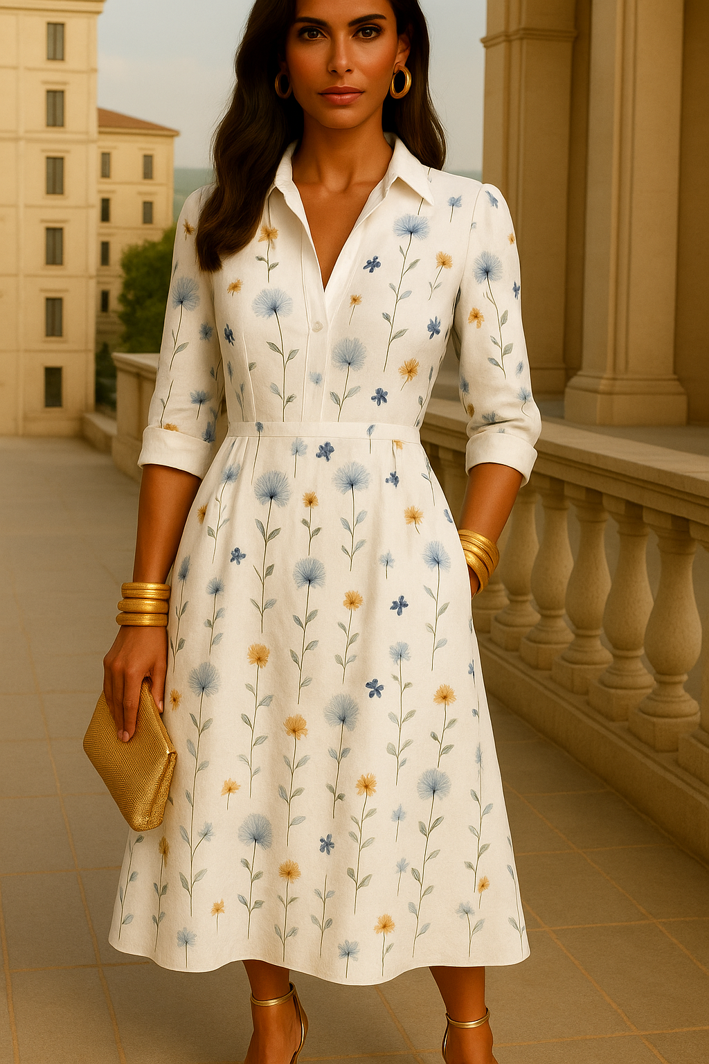 Vestido Makao, de algodón estampado bolsillos, tallas (36-52)