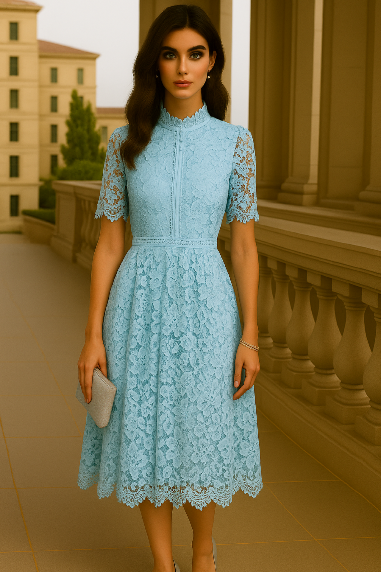 Mintlis mujer, algodón licra bordado vestido Carolina, 4 colores tallas (36-50)