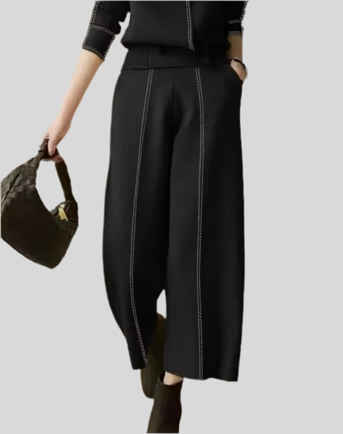 Mintlis mujer, crepe de algodón licra cintura elástica pantalón Jane, tallas (36-48) ( ver top Jane a juego) camisa Jane