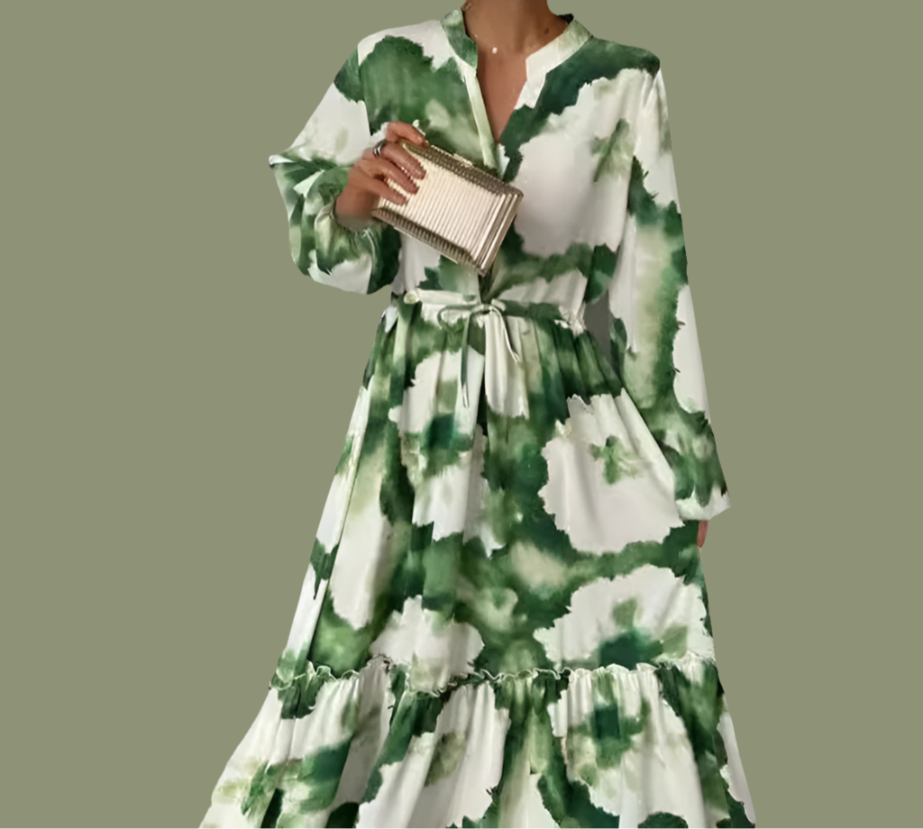 Vestido Bond verde estampado camisero, 5 tallas (36-44)